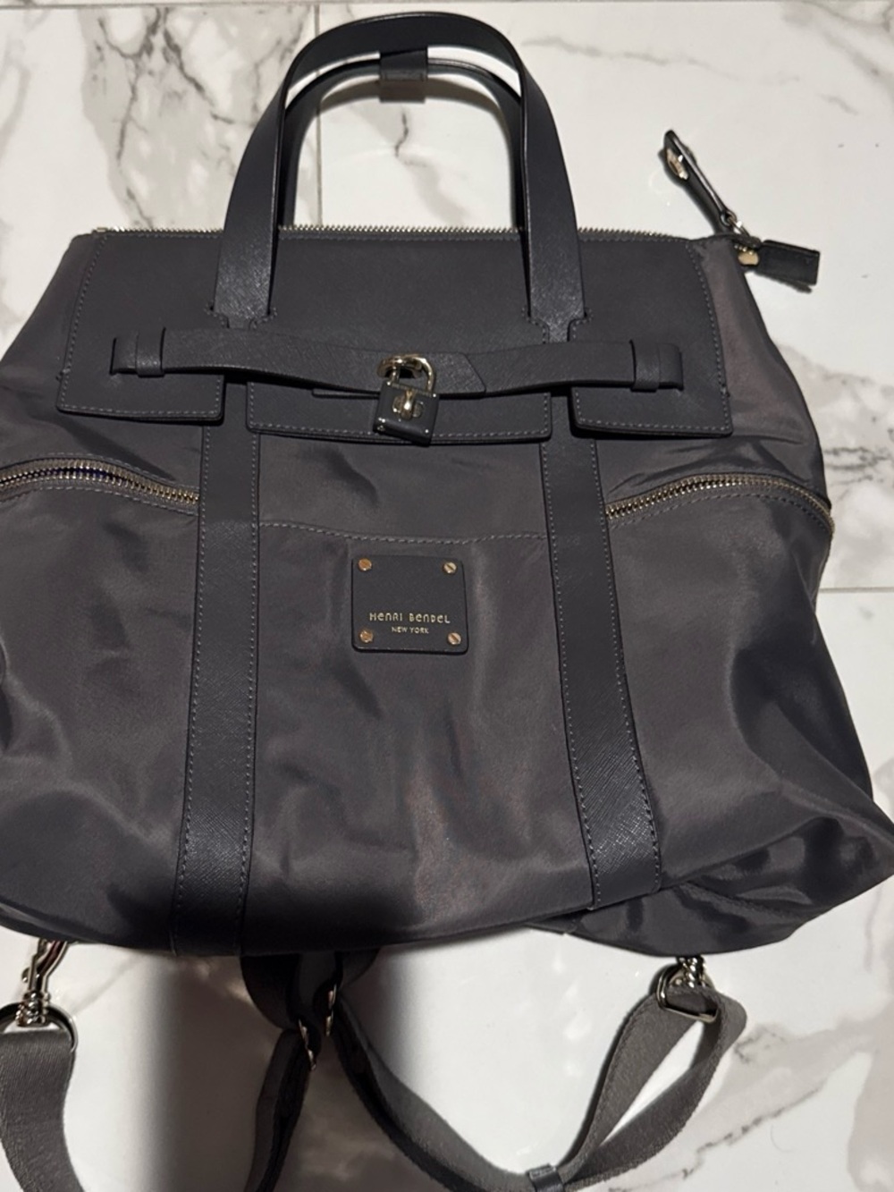 henri bendel women's Convertible Nylon Backpack in Charcoal